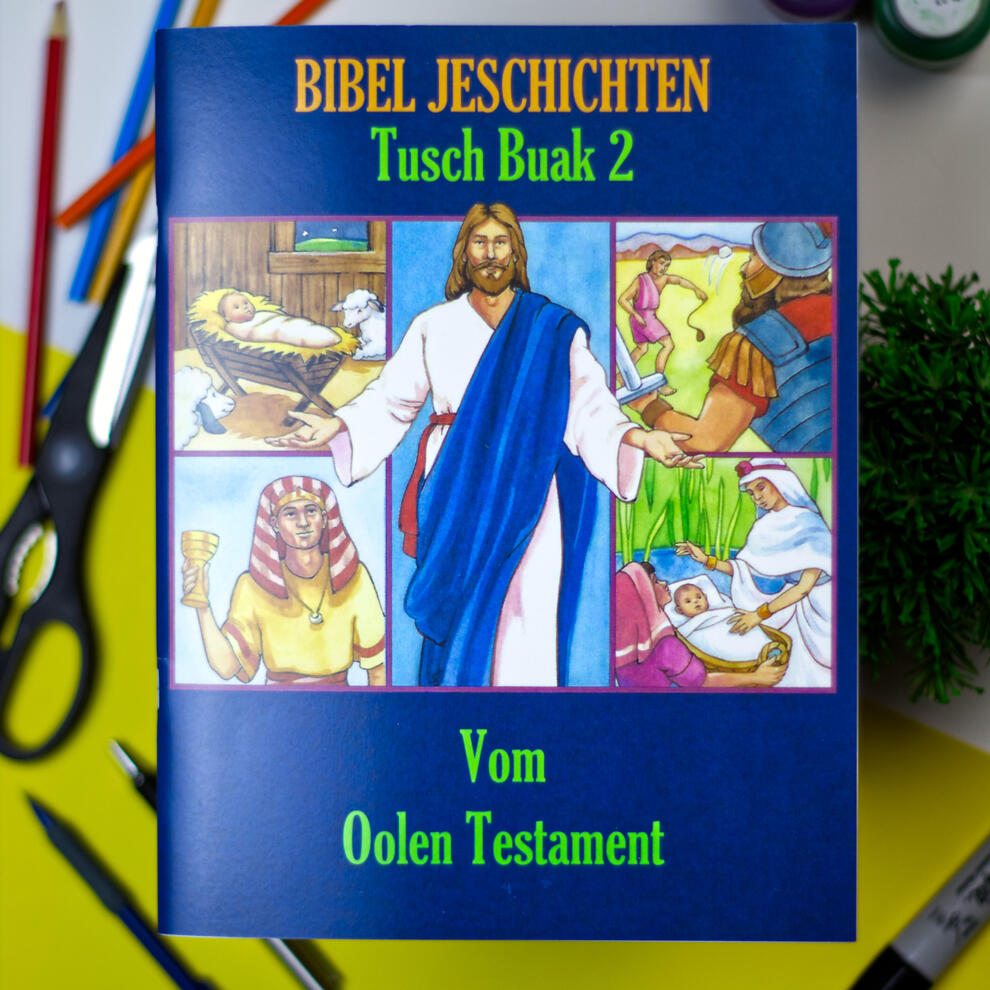 One of the products we put together; a Low German Bible story coloring book